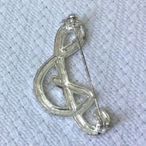 Crystal Initial S Brooch / Pin Vintage 1980s - Picture 4 of 5